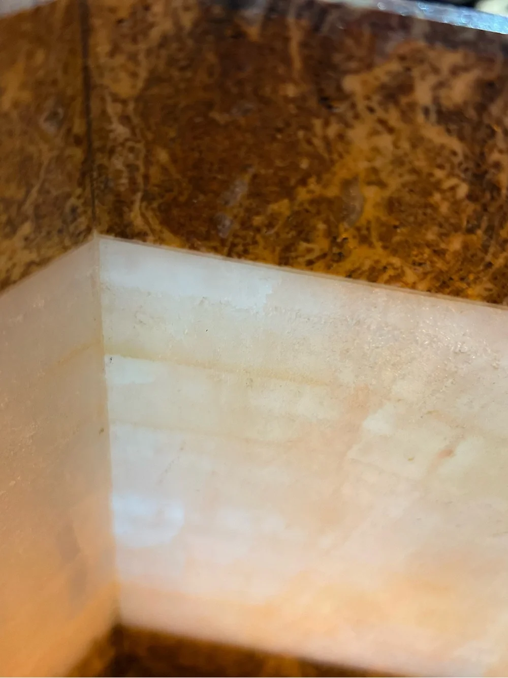 Large Vintage Waterstone White Onyx Candle Holder / Vase Handcrafted in Mexico